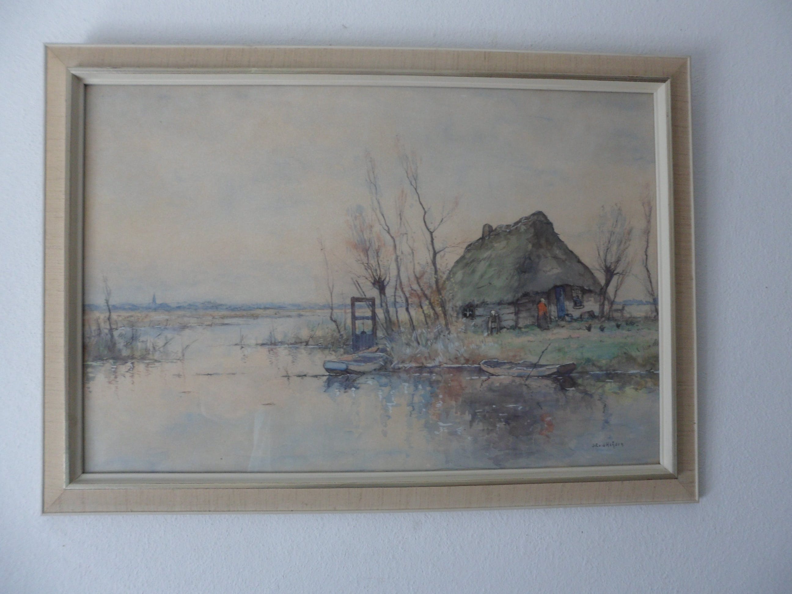 Jan van der Heijden - Aquarel . " Boerderij in polderlandschap" verkocht voor € 65!