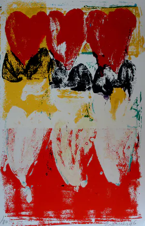 Jan Cremer - Grote zeefdruk: Nine Tulips, red field - 1996 kopen? Bied vanaf 295!