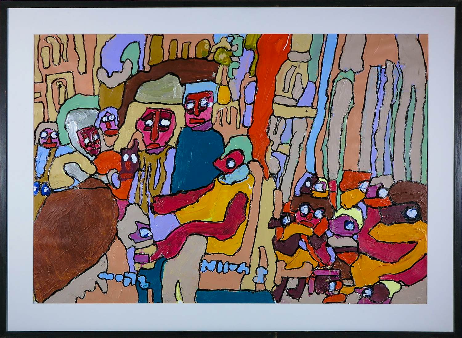 Hans Hartman - Acryl op papier, Zonder titel - Ingelijst kopen? Bied vanaf 40!