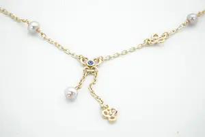 2 - Elegant 14krt gouden PANDORA "Moments" collier met pareltjes. kopen? Bied vanaf 320!