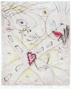 Henk Visch - Handgekleurde ets, Voortgang in doorzichtigheid nr 2. verkocht voor € 35!