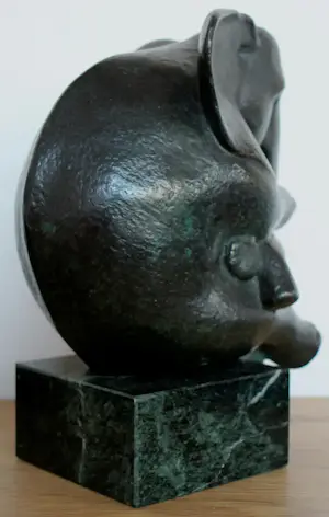 Miep Maarse - Bronzen sculptuur: Parasol (Moeder olifant met kind) - 2001 kopen? Bied vanaf 1250!