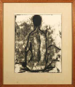 Kees Bastiaans - Monotype, Naakt - Ingelijst verkocht voor € 35!