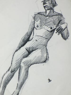 Herman Bieling - Zittend naakt - Potloodtekening kopen? Bied vanaf 1!