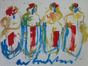 Anton Heyboer - VIER VROUWEN / ORIGINEEL WERK / 78x107cm / SIG kopen? Bied vanaf 145!