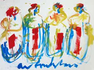 Anton Heyboer - VIER VROUWEN / ORIGINEEL WERK / 78x107cm / SIG verkocht voor € 145!