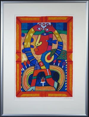 Clemens Briels - Zeefdruk, The Closing of the Chain - Ingelijst kopen? Bied vanaf 50!
