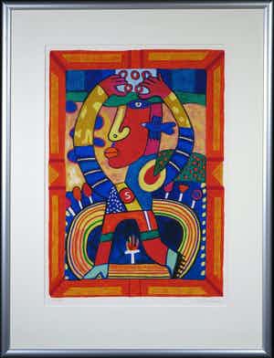 Clemens Briels - Zeefdruk, The Closing of the Chain - Ingelijst verkocht voor € 50!