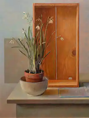 Piet Sebens - Stilleven met sneeuwklokjes en houten kistje verkauft für € 2400!