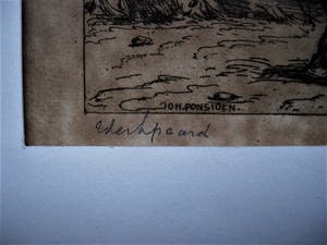 Johan Ponsioen - Grafisch meesterwerkje - droge naald Ets "Werkpaard" gesigneerd kopen? Bied vanaf 20!