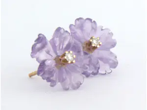 18k rose gouden oorknoppen met amethist en diamant 0.08 ct - F/G - VS/SI kopen? Bied vanaf 180!