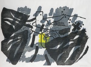 Jef Diederen - Houtsnede op Japans papier, Zonder titel - Ingelijst kopen? Bied vanaf 50!
