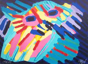 Karel Appel - 'Big Head Coming Down' - gesigneerde kleurenlithografie, editie 175, jaar 1978 verkocht voor € 500!