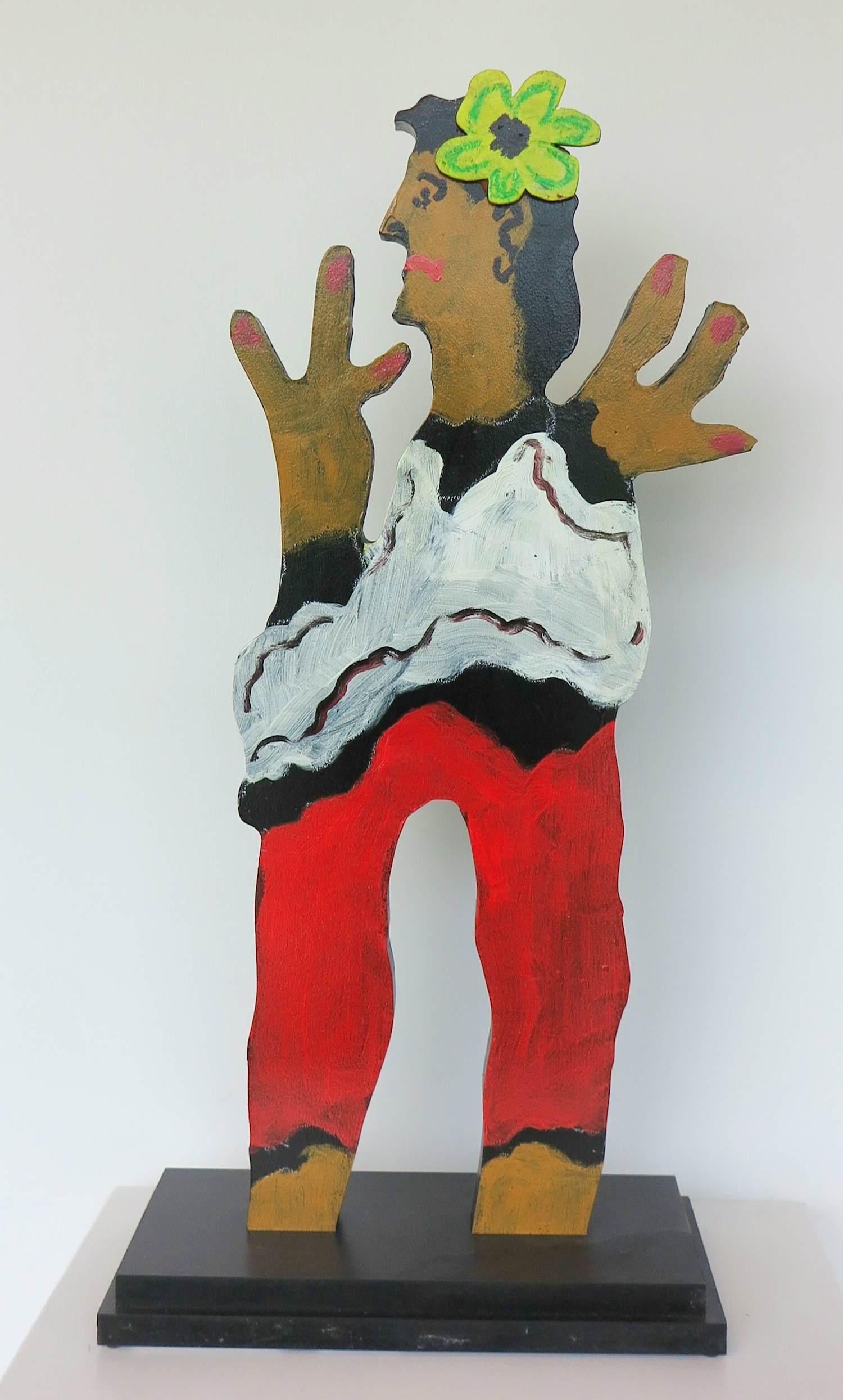 Jan Sierhuis - Houten beschilderde sculptuur, Figuur (in houten kist) kopen? Bied vanaf 250!