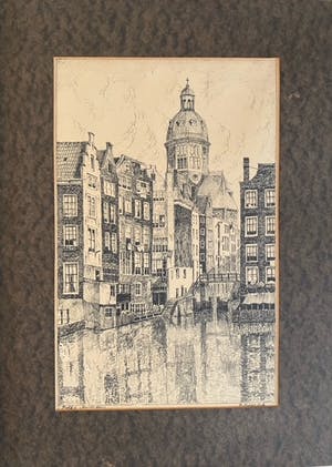 Henriette Hubregtse-Lanzing - 2 Litho's: Oude Kerk + Kolkje | Amsterdam kopen? Bied vanaf 30!