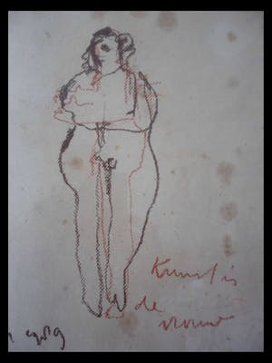Anton Heyboer - krijttekening uit 1989. Titel,"Kunst is de Vrouw"met 2 vrouwen. kopen? Bied vanaf 100!