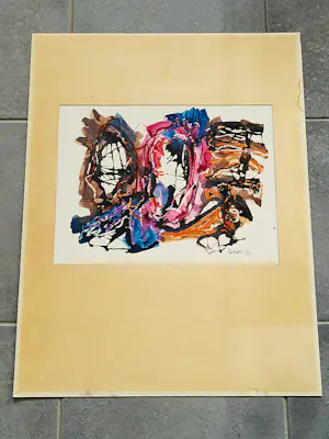 Bob Bonies - Jaren 60 gemengde techniek - abstracte compositie - gesigneerd kopen? Bied vanaf 64!