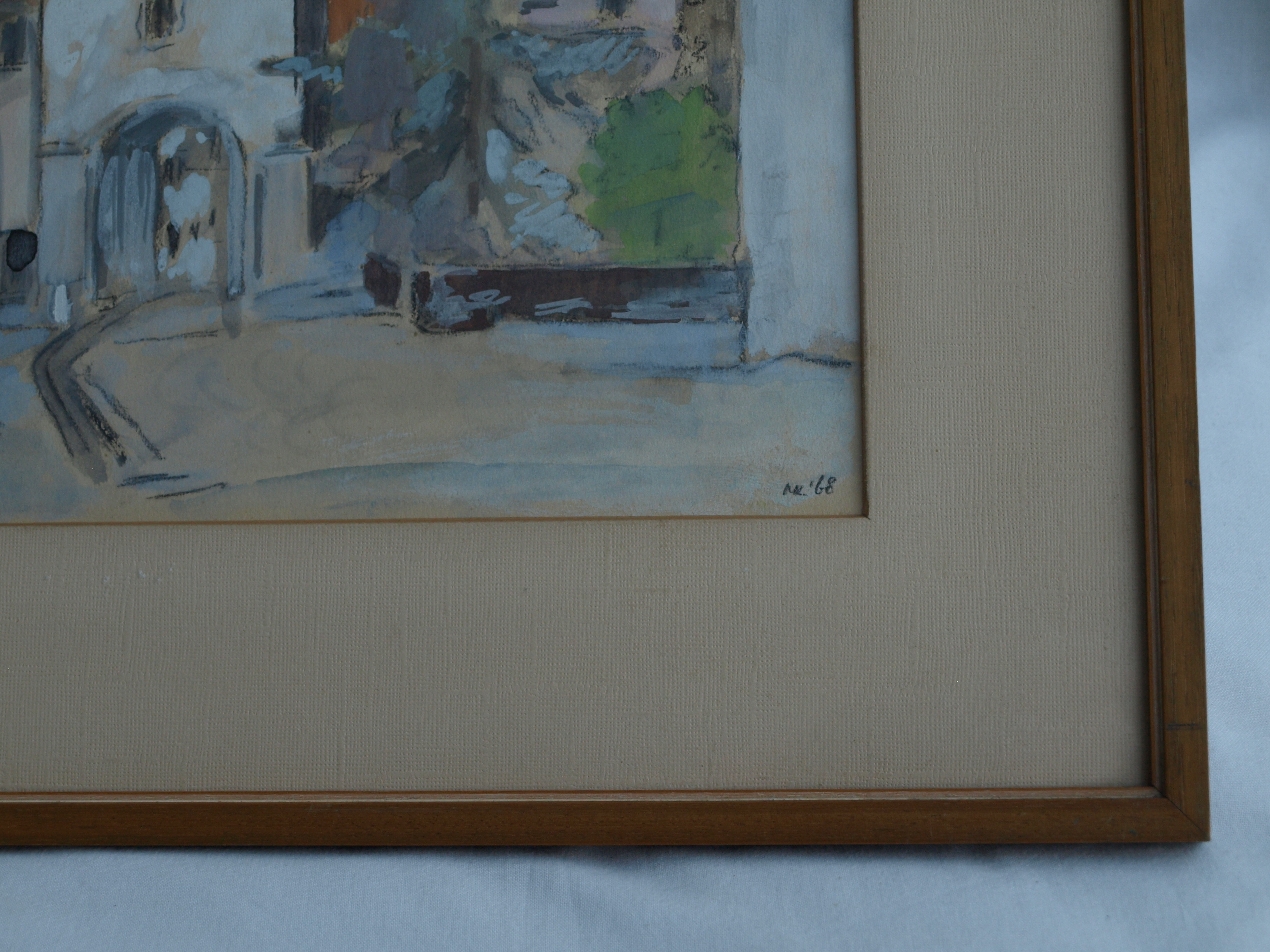 Niet of onleesbaar gesigneerd - Gemengde techniek , Dorpsgezicht – gesigneerd & ingelijst - 1968 kopen? Bied vanaf 1!