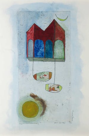 Ellen van Toor - & Susan Schildkamp, Handbewerkte ets (met collage), Vraagtekening - Ingelijst kopen? Bied vanaf 50!