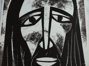 Jozef Bossaert - Originele kartonsnede + afdruk , “Portret Jezus” – 1978 kopen? Bied vanaf 20!