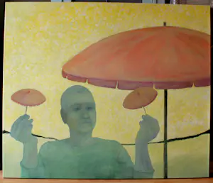 Ad van Riel - Zelfportret met parasols (1) kopen? Bied vanaf 450!