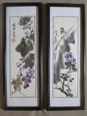 Niet of onleesbaar gesigneerd - Twee ingelijste aquarellen kopen? Bied vanaf 1!