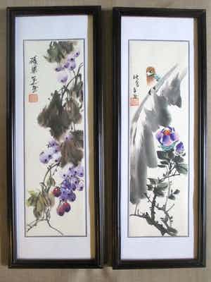 Niet of onleesbaar gesigneerd - Twee ingelijste aquarellen verkocht voor € 1!