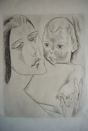 Heinrich Nauen - Mutter und kind - ets - 1919 - Duits expressionisme kopen? Bied vanaf 125!