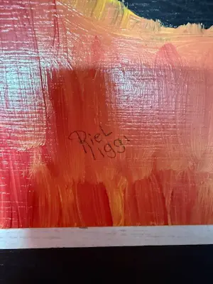 Piet van Riel - 3 schilderijen (1991) – Discussie / Telefoongesprek / Gezellig Gesprek kopen? Bied vanaf 400!