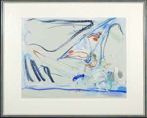 Jan van Diemen - Gemengde techniek op papier, Abstracte compositie - Ingelijst verkocht voor € 1!