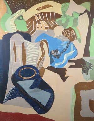 Vincent van Ojen - Houtsnede, Abstract landschap - Ingelijst (Zeer Groot) kopen? Bied vanaf 50!