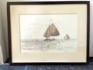 Willem Jans Dijk - WestFries Medemblik -zeilende skutsjes voor de wind verkocht voor € 120!