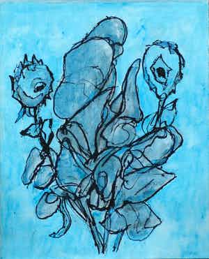 Hans Ebeling Koning - blauwe zonnebloemen verkocht voor € 60!