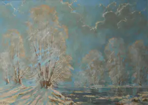 Naum Z. Repkine - Olieverf op canvas , Sneeuwlandschap – Lijst, 78½ x 108½ cm. kopen? Bied vanaf 100!