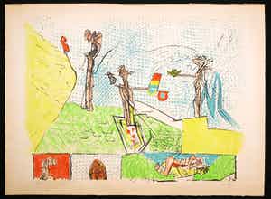 Roberto Matta - Litho, Zonder titel verkocht voor € 1!