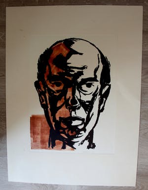 Jan Battermann - Linogravure: Zelfportret -1959 kopen? Bied vanaf 29!