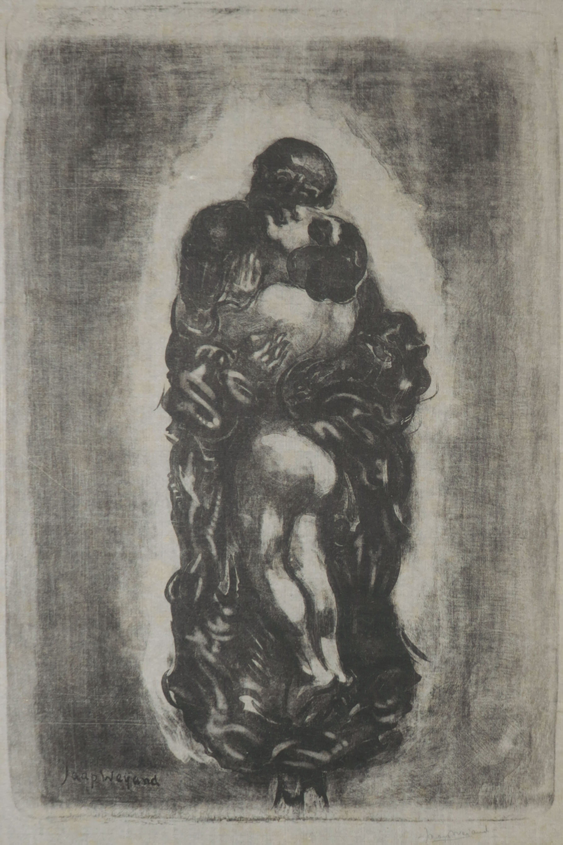 Jaap Weijand - Litho, Naakt in omhelzing kopen? Bied vanaf 125!