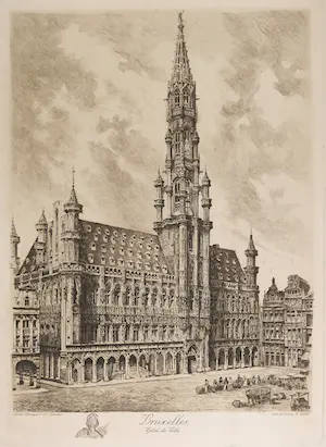 Niet of onleesbaar gesigneerd - Ets, Bruxelles Hôtel de Ville kaufen? Bieten Sie von 1!