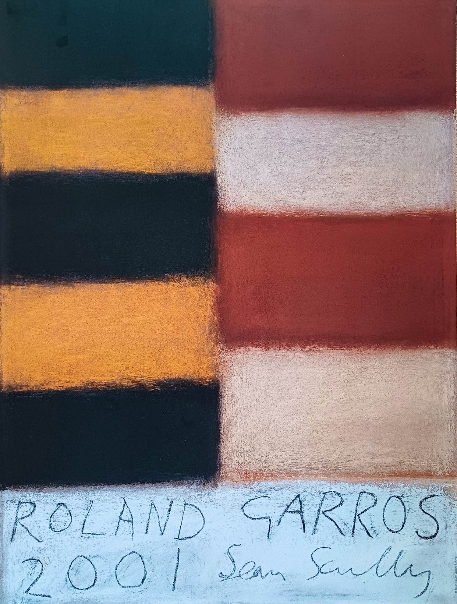 AcheterSean Scully - kleurrijke affiche voor het tennistornooi van Roland Garros 2001? Enchérissez de 25!