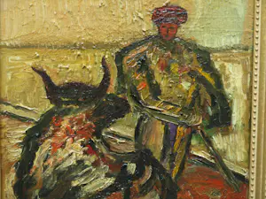 Joaquím Sunyer Miro - Olieverf op doek , De stier – Ingelijst kopen? Bied vanaf 1!