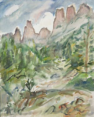 Jan Sluijters (jr.) - Aquarel, Landschap kopen? Bied vanaf 40!