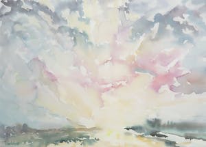 Theo Blankestijn - Aquarel, Schapenwolken - Ingelijst kopen? Bied vanaf 35!