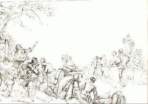 Karl Max Schultheiss - Karl Schultheiß Konzert im Freien signierte Federzeichnung kopen? Bied vanaf 260!