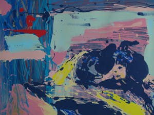 Emeke Buitelaar - Litho of monoprint? , Abstracte voorstelling – gesigneerd & ingelijst – 1988 kopen? Bied vanaf 40!