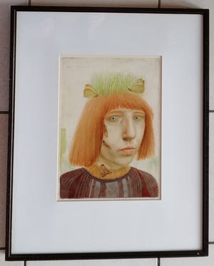 Anneke van Brussel - Zelfportret met vlinders en sprinkhanen kopen? Bied vanaf 400!