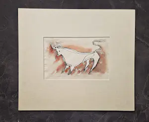 Henk Brokke - Expressionistische gemengde techniek (aquarel, inkt, wash) "Stier" gesigneerd kaufen? Bieten Sie von 43!