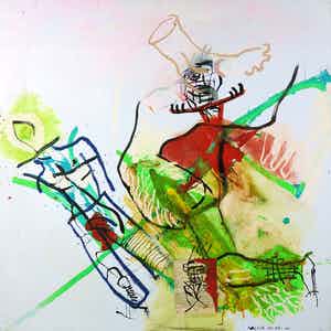 Rachid Ben Ali - Gemengde techniek op doek, Zonder titel (Groot) verkocht voor € 1!