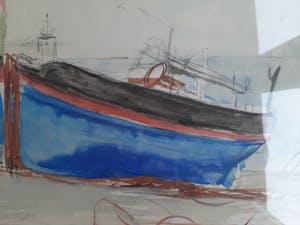 Frans Hollaardt - Aquarel bootjes aan franse kust kopen? Bied vanaf 75!