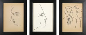 Siep van den Berg - Lot van drie tekeningen, Portretten - Ingelijst kopen? Bied vanaf 40!
