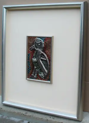 Corneille - Gepolychromeerde reliëf, in zilver: Staande vogel kopen? Bied vanaf 339!